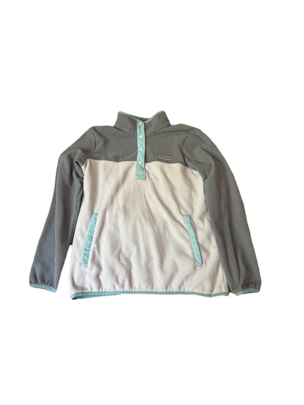 Columbia Gray & Cream Fleece Pullover with Mint Trim